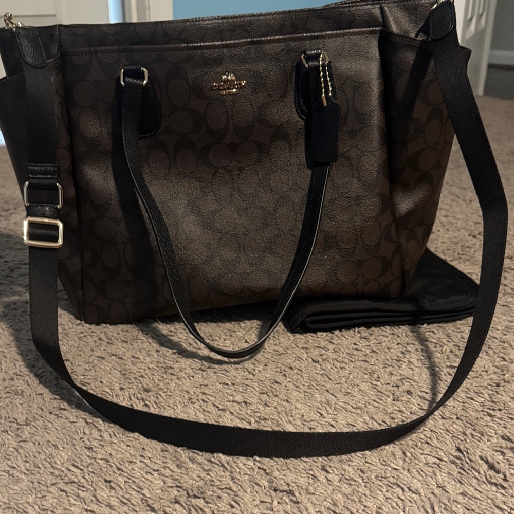 Coach Dark Brown Signature Diaper bag/ Shoulder Bag